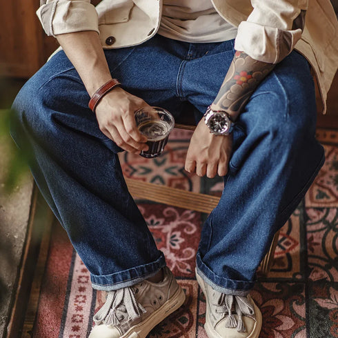 Retro Washed Logging Jeans – Loose Fit Casual Pants